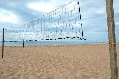 Volleyball net on the beach Stock Photos