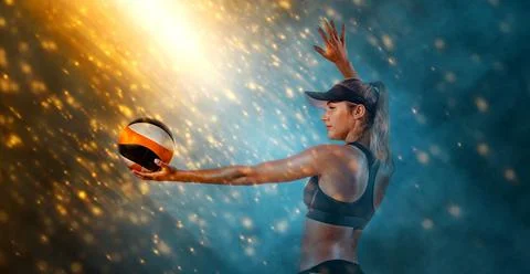 Volleyball player on the beach. Stock Photos