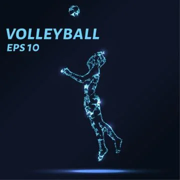 The volleyball player consists of points, lines and triangles. The polygon .. Stock Illustration