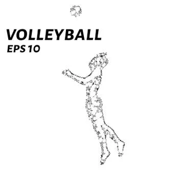The volleyball player consists of points, lines and triangles. The polygon .. Stock Illustration