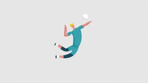 A volleyball player doing serve loop on alpha channel transparent background Stock Footage 344691438