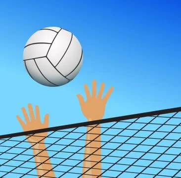 Volleyball player hands over the net with ball Stock Illustration