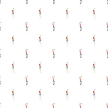 Volleyball player jumping serving seamless pattern background イラスト素材