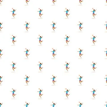 Volleyball player playing jumping seamless pattern vector illustration イラスト素材