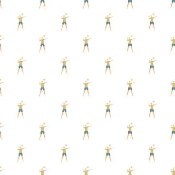 Volleyball player practicing serving action seamless pattern Stock Illustration