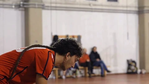 Volleyball player serving ball during match.Rome,Italy, december 12 2018 Video stock 104663335