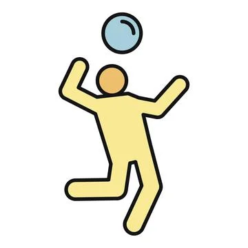 Volleyball player serving ball flat color icon design 스톡 일러스트