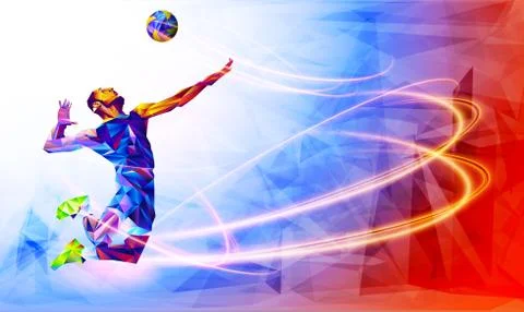 VOLLEYBALL Silhouette of triangle volleyball player Stock Illustration