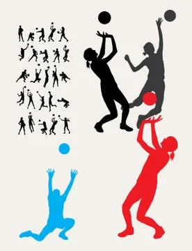 Volleyball Silhouettes Stock Illustration