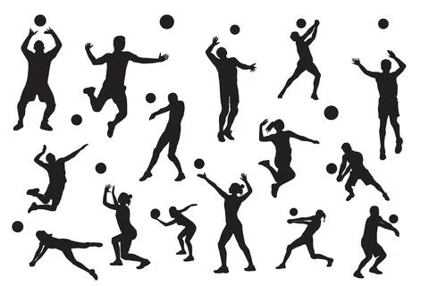 Volleyball silhouettes 스톡 일러스트