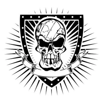 Volleyball skull shield Stock Illustration