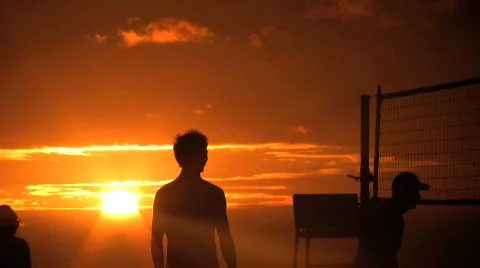 VolleyBall  at Sunset Stock Footage 655724