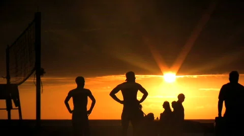 VolleyBall at Sunset Stock Footage 656010
