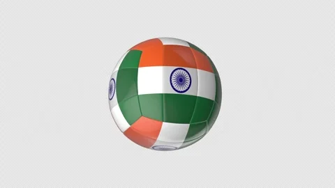 Volleyball Transform To India Flag Patterned Loop + Alpha Channel Stock Footage 315408851