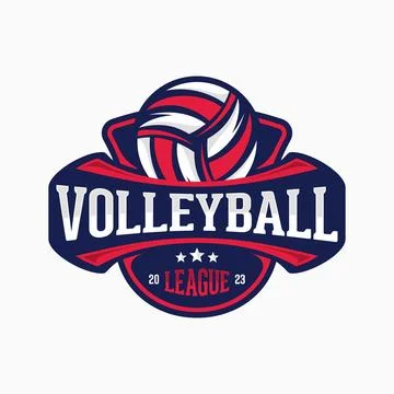 Volleyball vector logo emblem design for sport team Stock Illustration