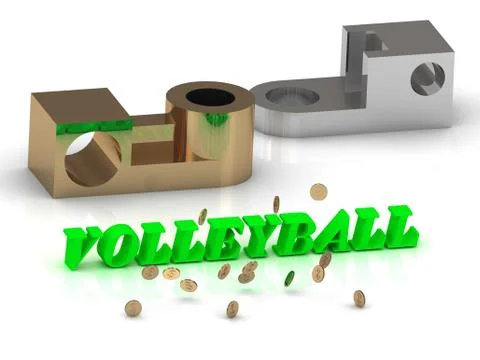 VOLLEYBALL - words of color letters and silver details and bronze details on Stock Illustration