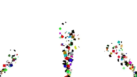 Volleys of confetti on white background 4K Stock Footage 70079642