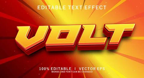 Volt 3d vector text effect with modern style design Stock Illustration