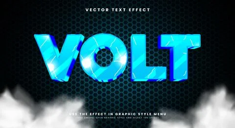 Volt thunder flash lightning editable text effect Stock Illustration