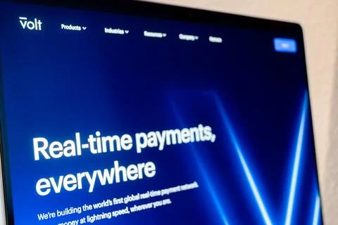 Volt website displaying real time payments Stock Photos