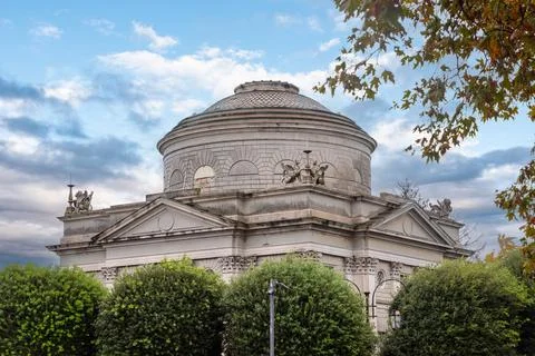 Volta temple at lake Como Stock Photos