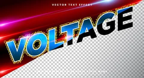 Voltage 3D editable text effect template Illustrazione stock