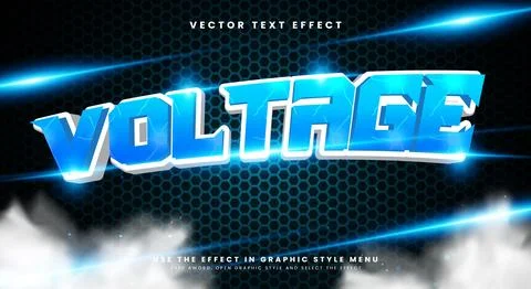 Voltage 3D editable text effect template Illustrazione stock