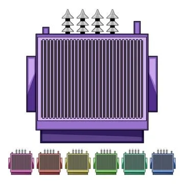 Voltage electrical transformer cartoon vector graphic Illustrazione stock