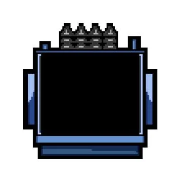 Voltage electrical transformer pixel art vector illustration Illustrazione stock