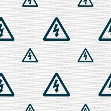 Voltage icon sign. Seamless pattern with geometric texture. Vector Stock Illustration