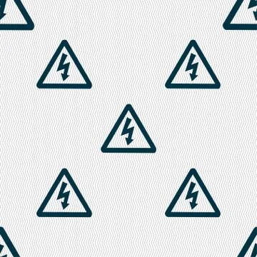 Voltage icon sign. Seamless pattern with geometric texture. Vector Stock Illustration