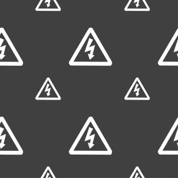 Voltage icon sign. Seamless pattern on a gray background. Vector Stock Illustration