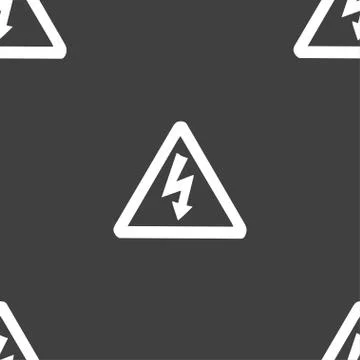 Voltage icon sign. Seamless pattern on a gray background. Vector Stock Illustration