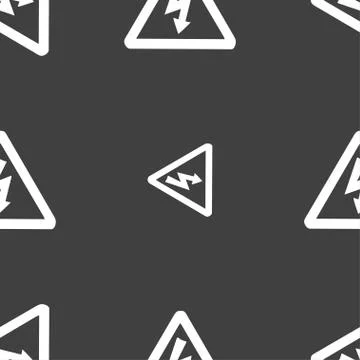 Voltage icon sign. Seamless pattern on a gray background. Vector 스톡 일러스트