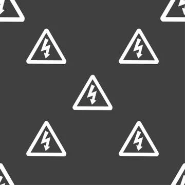 Voltage icon sign. Seamless pattern on a gray background. Vector Stock Illustration