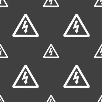 Voltage icon sign. Seamless pattern on a gray background. Vector Stock Illustration