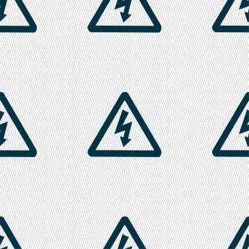 Voltage icon sign. Seamless pattern with geometric texture. Stock Illustration