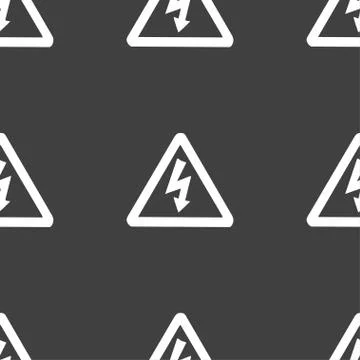 Voltage icon sign. Seamless pattern on a gray background. Illustrazione stock