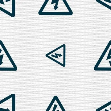 Voltage icon sign. Seamless pattern with geometric texture. Stock Illustration