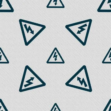 Voltage icon sign. Seamless pattern with geometric texture. Stock Illustration