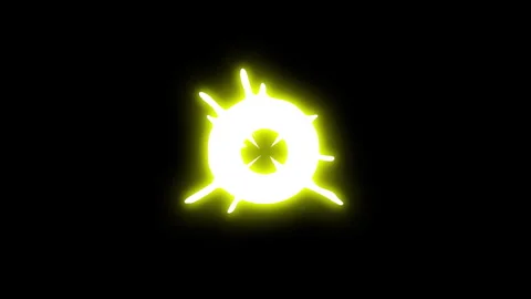 Voltage impact designed with vibrant neon yellow circular ring and spike effects Vidéo 346547373