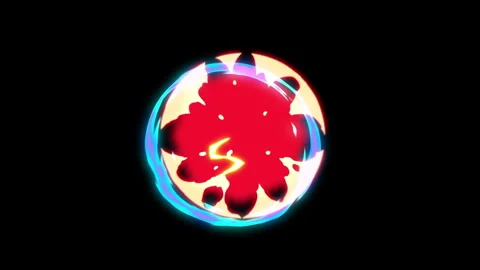 Voltage impact designed with a vibrant red energy burst and cyan rings 库存影片 346472242