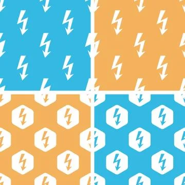 Voltage lightning pattern set, colored Illustrazione stock