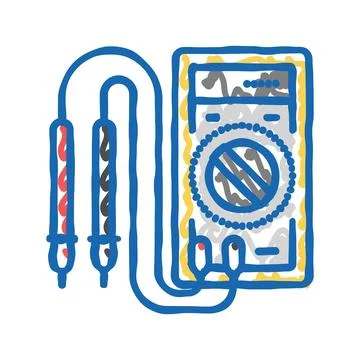 Voltage measurement electronics icon doodle illustration Stock Illustration