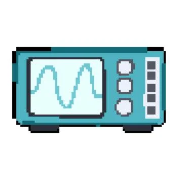 Voltage oscillograph pixel art vector illustration 스톡 일러스트