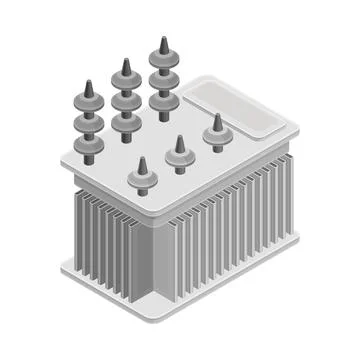 Voltage Transformer as Electric Power Object Isometric Vector Illustration Stock Illustration
