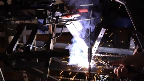 Voltaic arc welding workshop work Stock Footage 139423402