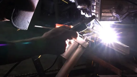 Voltaic arc welding workshop work Stock Footage 139423412