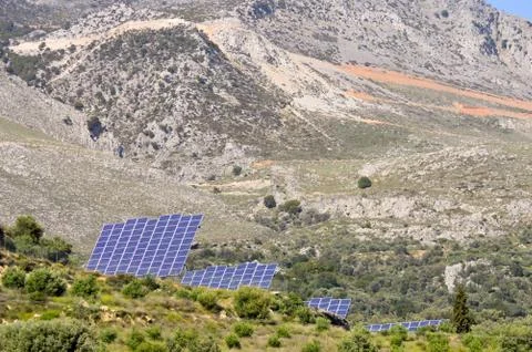 Voltaic panels on a mountain Stock Photos