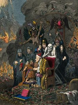 Voltaire instructing the infant Jacobinism. Coloured etching after J. Gillr.. Stock Illustration